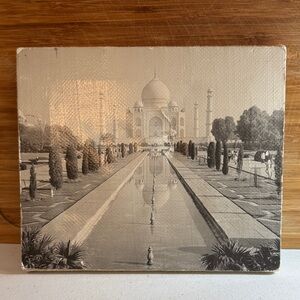 Small Black & White Taj Mahal Print Over Canvas Wall Art